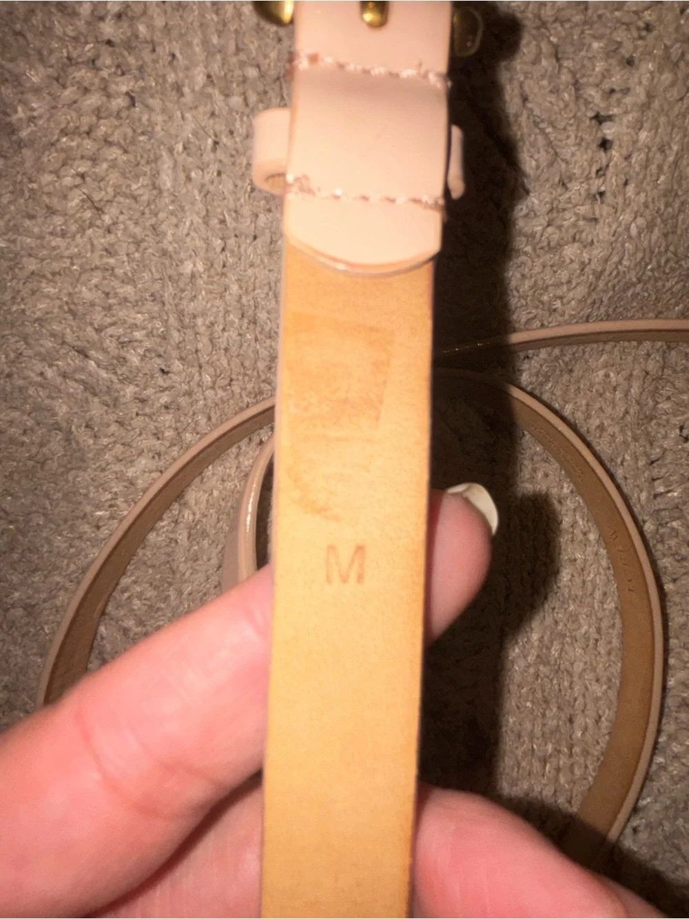 J.Crew Genuine Leather Gold Buckle Belt Nude Beige Women’s Size M 42” - Picture 3 of 6